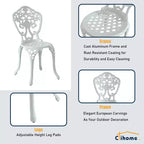 CLIHOME Sedie da Bistrò per Patio in Alluminio Pressofuso (Set da 2)