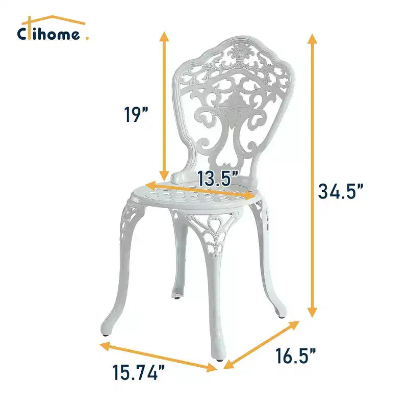 CLIHOME Sedie da Bistrò per Patio in Alluminio Pressofuso (Set da 2)