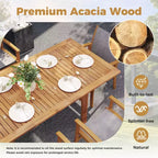 Costway 2/4 sedie da pranzo da esterno, sedie da patio in legno di acacia con sedile in tessuto traspirante marrone/giallo