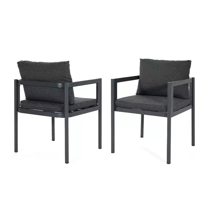Set di 2 sedie da pranzo per esterni, sedie da patio con telaio in alluminio per tutte le stagioni con cuscini