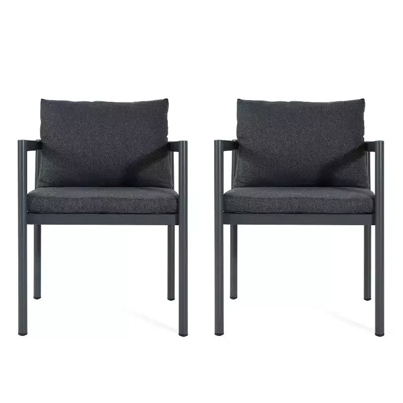 Set di 2 sedie da pranzo per esterni, sedie da patio con telaio in alluminio per tutte le stagioni con cuscini