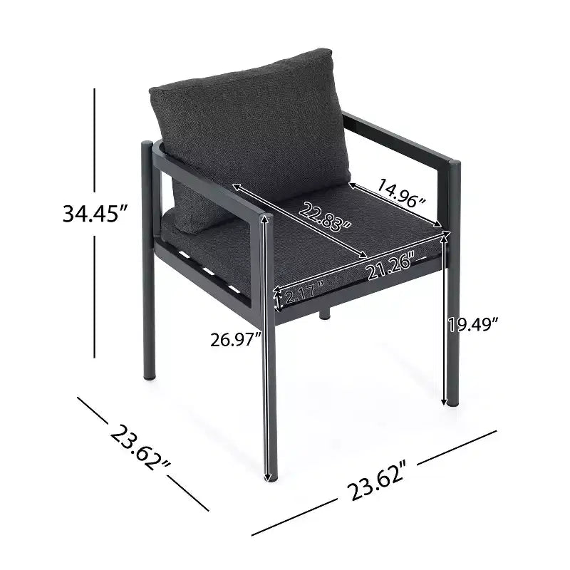Set di 2 sedie da pranzo per esterni, sedie da patio con telaio in alluminio per tutte le stagioni con cuscini