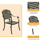 CLIHOME Sedia da pranzo in alluminio pressofuso cava con schienale a forma di fiore per patio esterno (set da 2)
