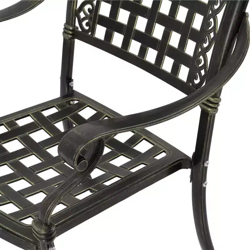 CLIHOME Sedia da pranzo in alluminio pressofuso cava con schienale a forma di fiore per patio esterno (set da 2)