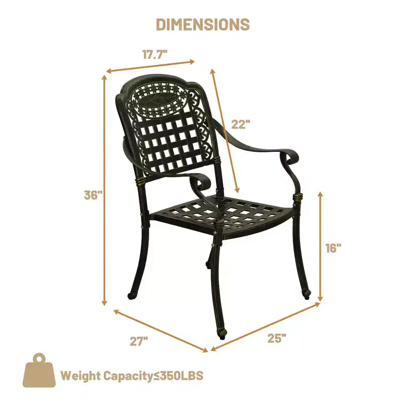 CLIHOME Sedia da pranzo in alluminio pressofuso cava con schienale a forma di fiore per patio esterno (set da 2)