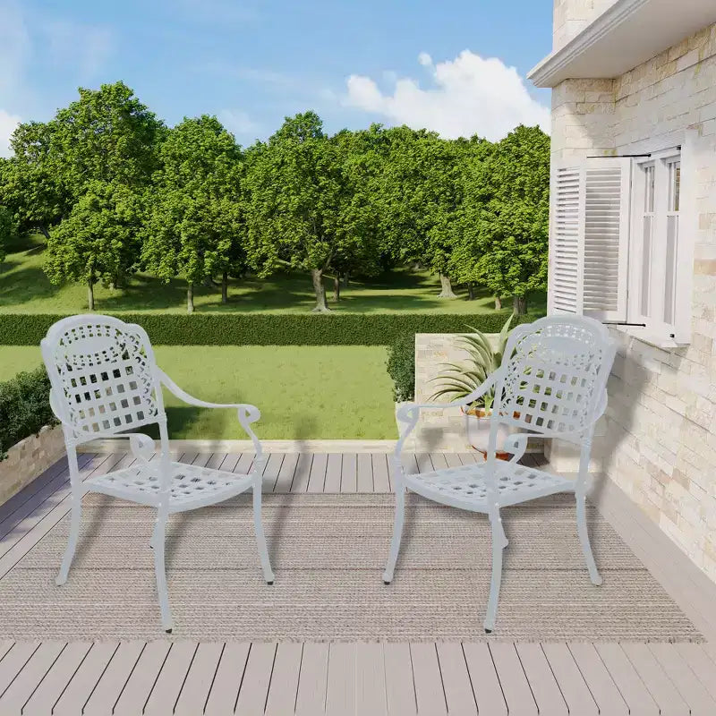 CLIHOME Sedia da pranzo in alluminio pressofuso cava con schienale a forma di fiore per patio esterno (set da 2)
