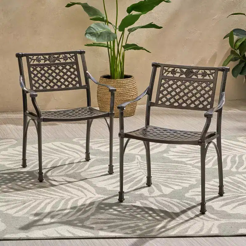 Christopher Knight Home Canterbury Outdoor Aluminum Dining Chairs(Set of 2)