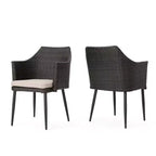Christopher Knight Home Kenneth Sedie da Pranzo da Esterno in Rattan e Ferro con Cuscini Resistenti all'Acqua (Set da 2)