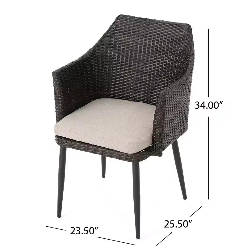 Christopher Knight Home Kenneth Sedie da Pranzo da Esterno in Rattan e Ferro con Cuscini Resistenti all'Acqua (Set da 2)