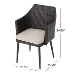 Christopher Knight Home Kenneth Sedie da Pranzo da Esterno in Rattan e Ferro con Cuscini Resistenti all'Acqua (Set da 2)