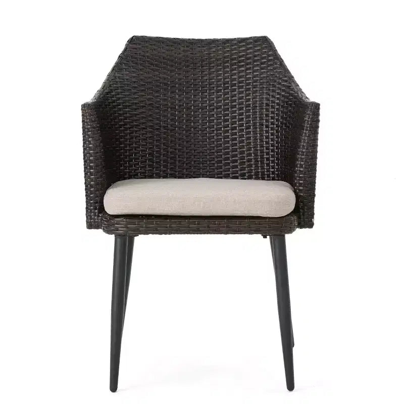 Christopher Knight Home Kenneth Sedie da Pranzo da Esterno in Rattan e Ferro con Cuscini Resistenti all'Acqua (Set da 2)