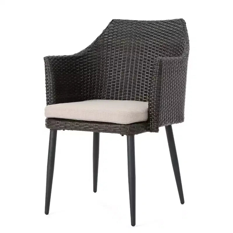 Christopher Knight Home Kenneth Sedie da Pranzo da Esterno in Rattan e Ferro con Cuscini Resistenti all'Acqua (Set da 2)