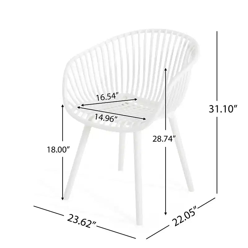 Chaise de salle à manger moderne en polypropylène Christopher Knight Home Ari Patio Mykonos avec dossier ajouré (lot de 2)