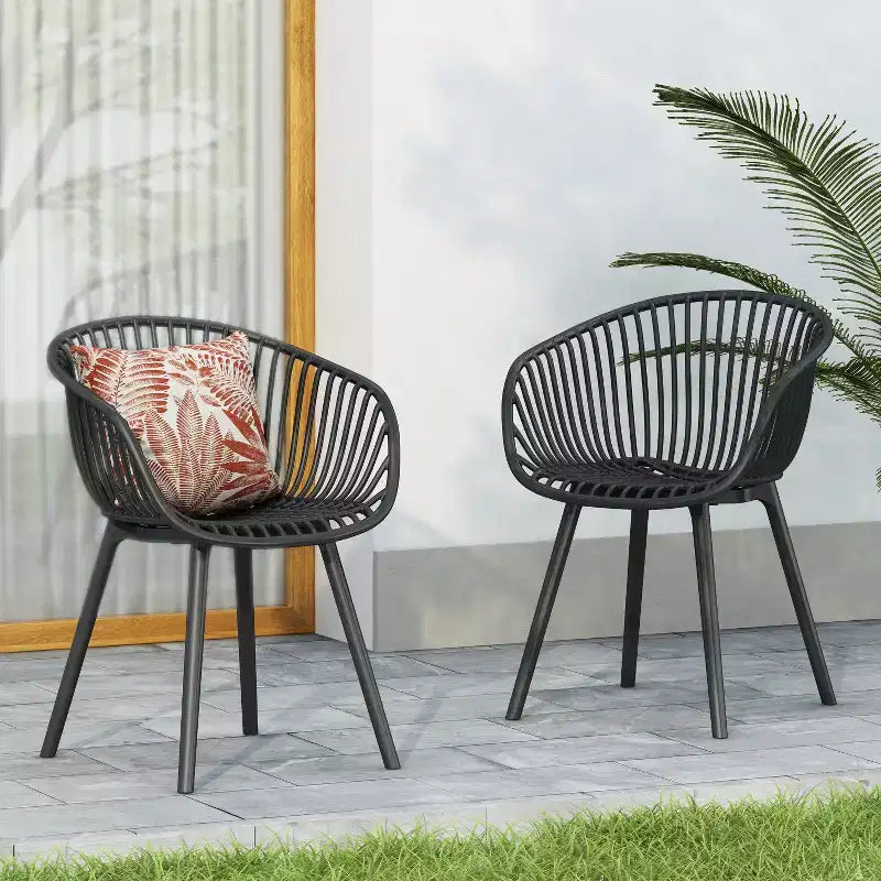 Christopher Knight Home Ari Patio Modern Mykonos Polypropylene Dining Chair With Cutout Design Backrest (Set of 2)