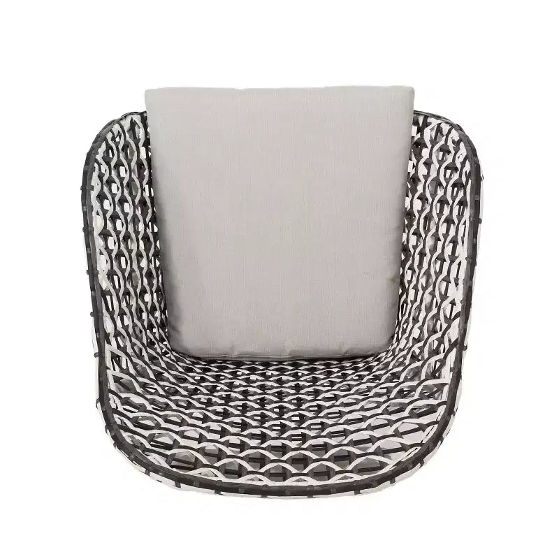 GDFStudio Hardaway Sedie da pranzo da esterno in vimini e ferro con cuscino (set da 2)