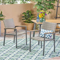 GDFStudio Swarthmore Outdoor Aluminum and Wicker Dining Chairs (Set of 2)
