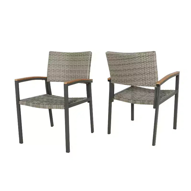 GDFStudio Swarthmore, sedie da pranzo per esterni in alluminio e vimini (set da 2)