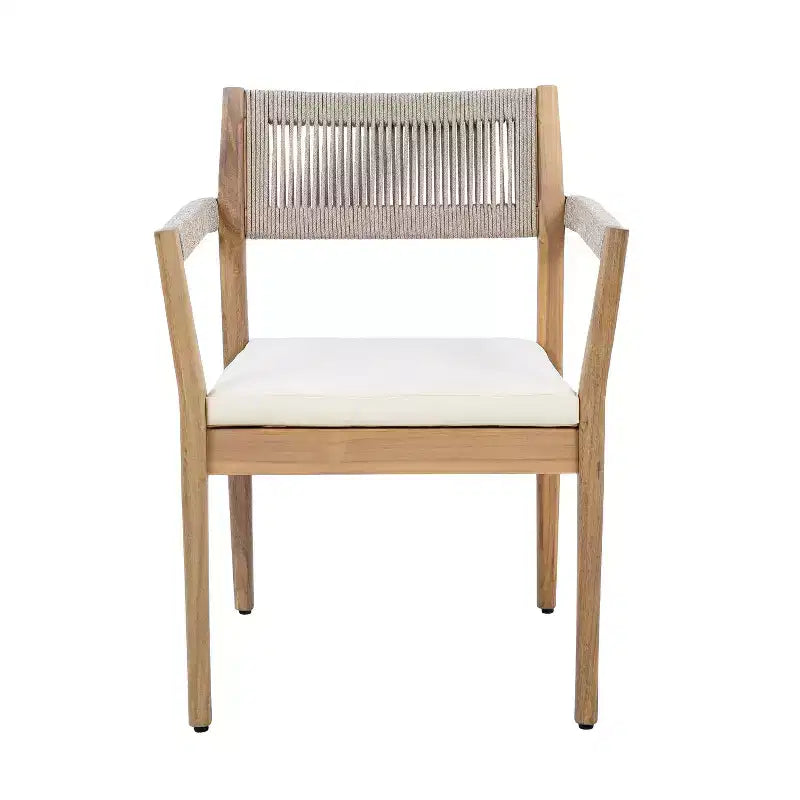 Christopher Knight Home Lillia Sedie da pranzo moderne da esterno in legno di acacia con corde intrecciate (Set di 4)