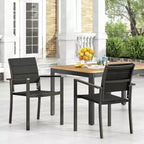 GDFStudio Nicole Outdoor Mesh and Aluminum Modern Dining Chairs with Wood Armrests