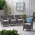 GDFStudio Caesar Modern Outdoor Rattan Dining Armchairs with Water-Resistant Cushions (Set of 4)