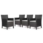GDFStudio Caesar Chaises de salle à manger modernes d'extérieur en rotin avec coussins résistants à l'eau (Lot de 4)