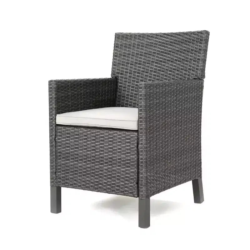 GDFStudio Caesar Chaises de salle à manger modernes d'extérieur en rotin avec coussins résistants à l'eau (Lot de 4)