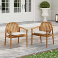 Christopher Knight Home Kaysn Outdoor Acacia Wood Dining Chairs with Cushions and Slatted Back (Set of 2)