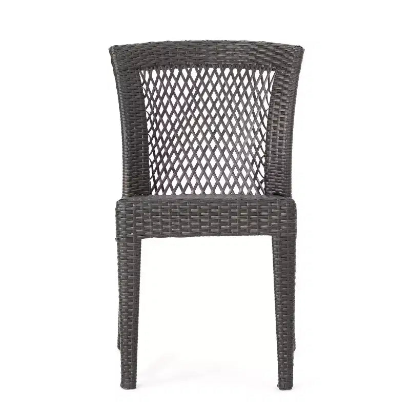 Christopher Knight Home Robin Chaises de salle à manger d'extérieur empilables avec rotin et cadre en fer (lot de 4)