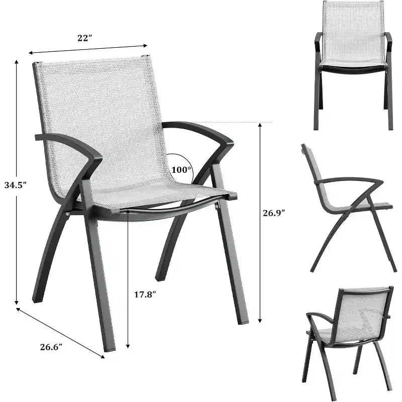 Set di 2 4 6 Sedie da Patio in Alluminio con Telaio Leggero e Schienale Regolabile a 100 Posizioni, Sedie da Pranzo da Esterno in Sling per Giardino Campeggio a Bordo Piscina Prato