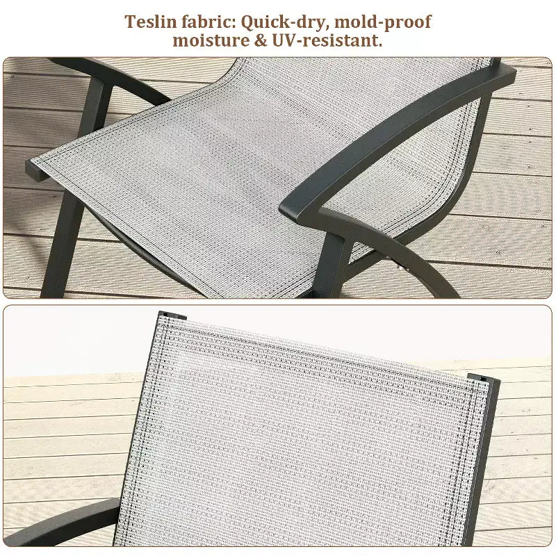 Set di 2 4 6 Sedie da Patio in Alluminio con Telaio Leggero e Schienale Regolabile a 100 Posizioni, Sedie da Pranzo da Esterno in Sling per Giardino Campeggio a Bordo Piscina Prato