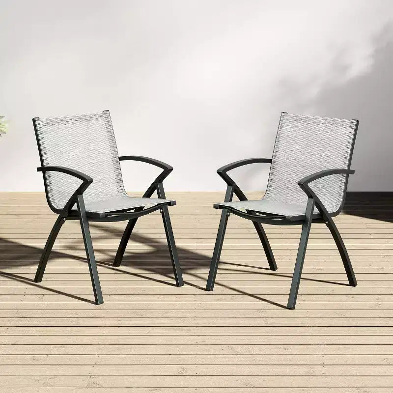 Set di 2 4 6 Sedie da Patio in Alluminio con Telaio Leggero e Schienale Regolabile a 100 Posizioni, Sedie da Pranzo da Esterno in Sling per Giardino Campeggio a Bordo Piscina Prato