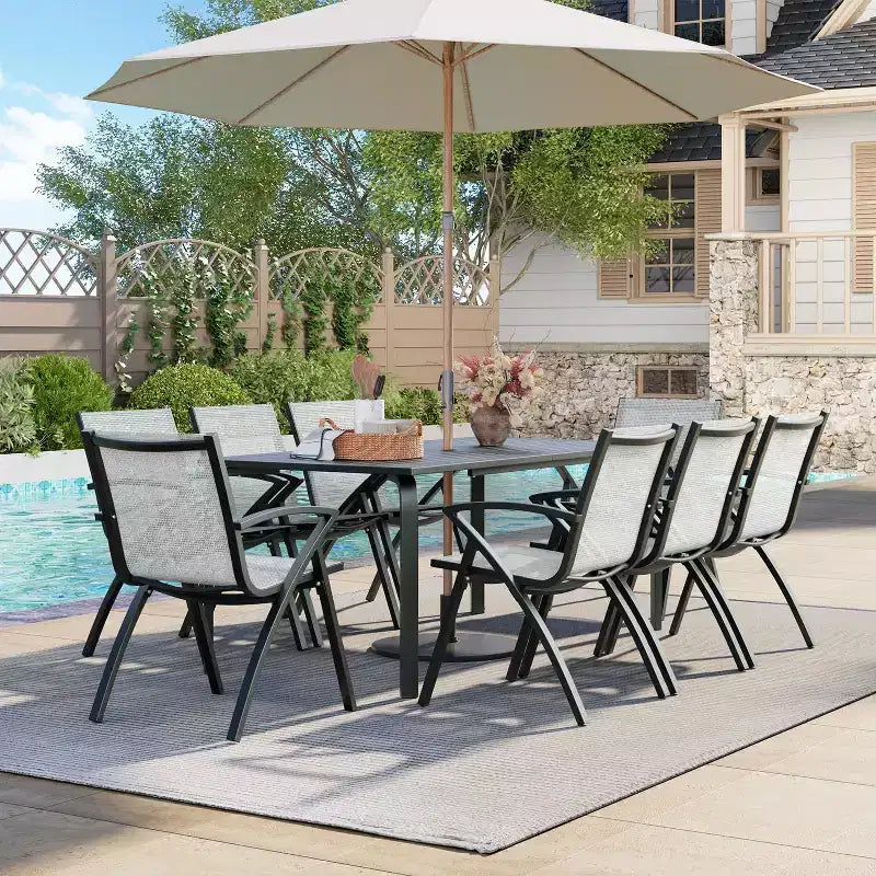 Set di 2 4 6 Sedie da Patio in Alluminio con Telaio Leggero e Schienale Regolabile a 100 Posizioni, Sedie da Pranzo da Esterno in Sling per Giardino Campeggio a Bordo Piscina Prato