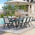 Set di 2 4 6 Sedie da Patio in Alluminio con Telaio Leggero e Schienale Regolabile a 100 Posizioni, Sedie da Pranzo da Esterno in Sling per Giardino Campeggio a Bordo Piscina Prato