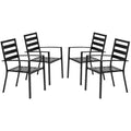 VINGLI Outdoor Dining Chairs Set of 4, Metal Frame Patio Chairs with Armrests, Patio Dining Chairs Garden Chairs for Yard, Front Porch and Deck, Black