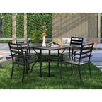 VINGLI Sedie da Pranzo da Esterno Set da 4, Sedie da Giardino con Braccioli con Struttura in Metallo, Sedie da Pranzo da Giardino per Cortile, Portico Anteriore e Terrazzo, Nero