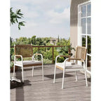 TROPOW Chaises de salle à manger d'extérieur, lot de 2 chaises en rotin tressé toutes saisons avec cadre en métal, chaise de salle à manger d'extérieur avec coussin pour intérieur et jardin