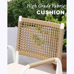 TROPOW Chaises de salle à manger d'extérieur, lot de 2 chaises en rotin tressé toutes saisons avec cadre en métal, chaise de salle à manger d'extérieur avec coussin pour intérieur et jardin