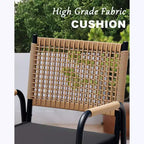 TROPOW Chaises de salle à manger d'extérieur, lot de 2 chaises en rotin tressé toutes saisons avec cadre en métal, chaise de salle à manger d'extérieur avec coussin pour intérieur et jardin