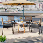 TROPOW Outdoor Patio Dining Chairs, All-Weather Wicker Rattan Chairs Set of 2 w/Metal Frame, Outdoor Dining Chair with Cushion for Indoor, Garden