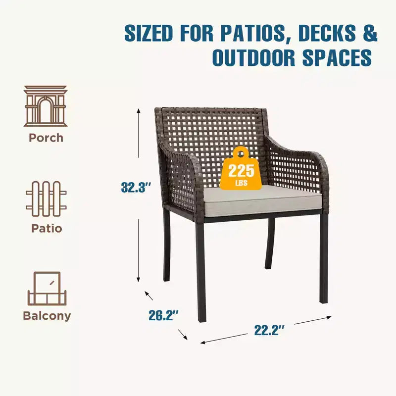 EAGLE PEAK Sienna Bay – Chaises de salle à manger d'extérieur avec coussins (lot de 2)