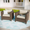 EAGLE PEAK Harbor Haven 2 PCS Hand-Woven Wicker Patio Chair with All Weather Resistant Deep Seat & Wide Rattan, Patio Furniture Chairs