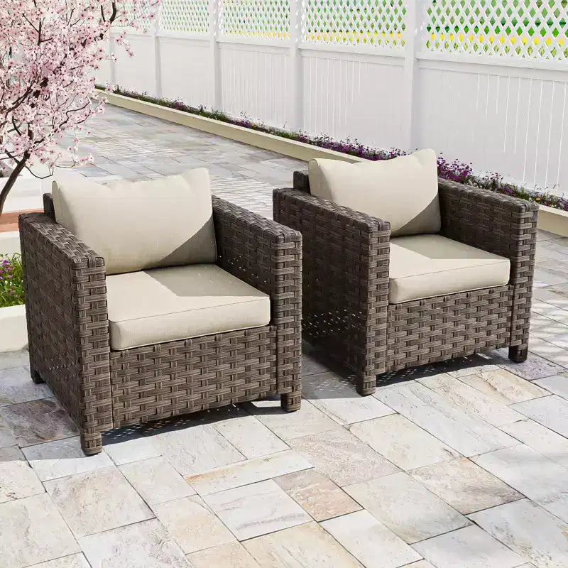EAGLE PEAK Harbor Haven Set 2 Sedie da Patio in Vimini Intrecciato a Mano con Seduta Profonda e Ampio Rattan Resistenti alle Intemperie, Sedie da Giardino
