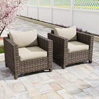 EAGLE PEAK Harbor Haven Set 2 Sedie da Patio in Vimini Intrecciato a Mano con Seduta Profonda e Ampio Rattan Resistenti alle Intemperie, Sedie da Giardino