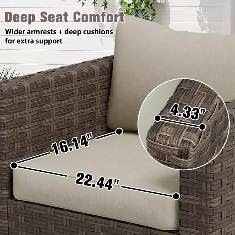 EAGLE PEAK Harbor Haven Set 2 Sedie da Patio in Vimini Intrecciato a Mano con Seduta Profonda e Ampio Rattan Resistenti alle Intemperie, Sedie da Giardino