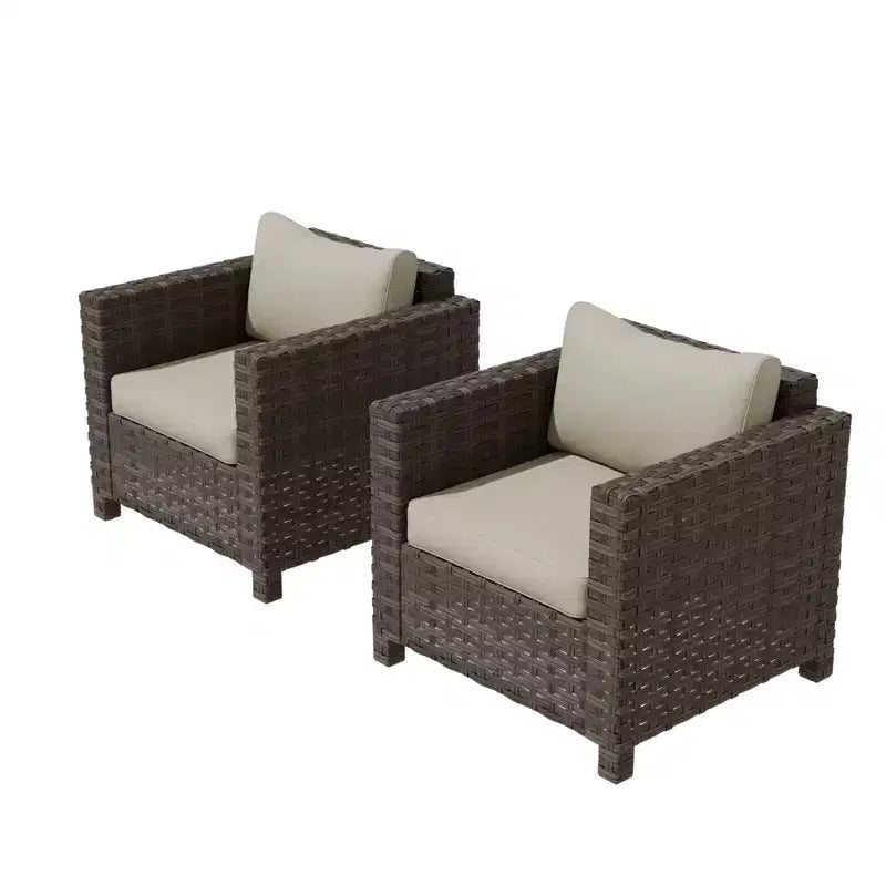 EAGLE PEAK Harbor Haven Set 2 Sedie da Patio in Vimini Intrecciato a Mano con Seduta Profonda e Ampio Rattan Resistenti alle Intemperie, Sedie da Giardino