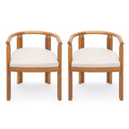 Christopher Knight Home Chaises de salle à manger rustiques Dravik en bois d'acacia avec accoudoirs, dossier incurvé et coussins (lot de 2)