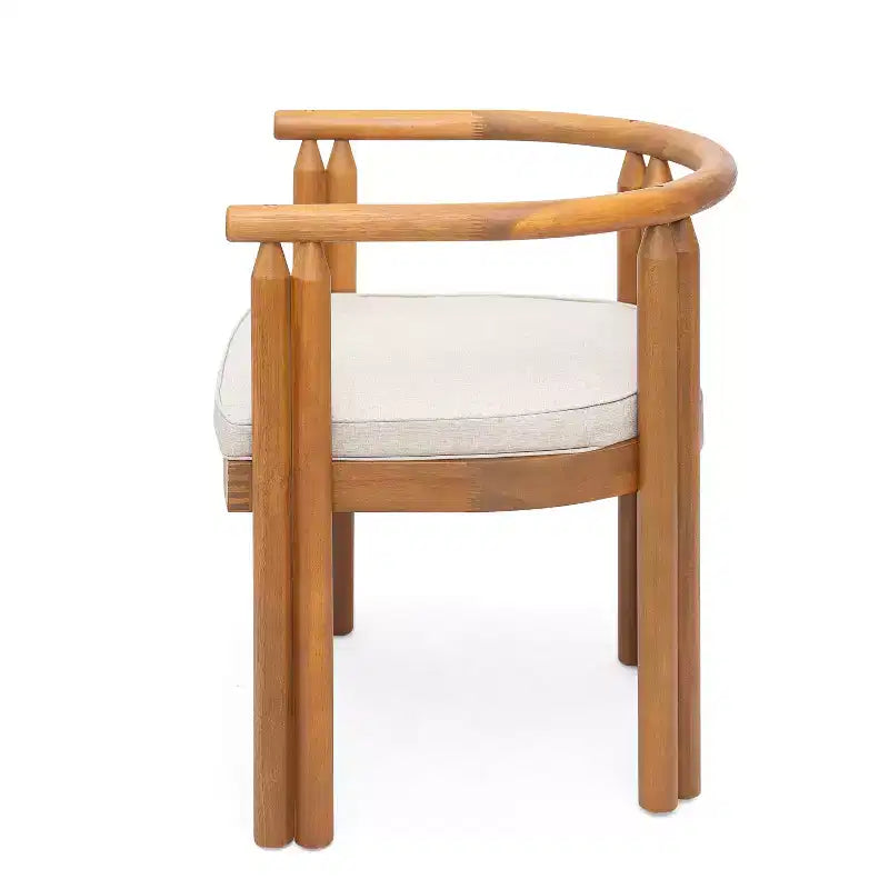Christopher Knight Home Chaises de salle à manger rustiques Dravik en bois d'acacia avec accoudoirs, dossier incurvé et coussins (lot de 2)