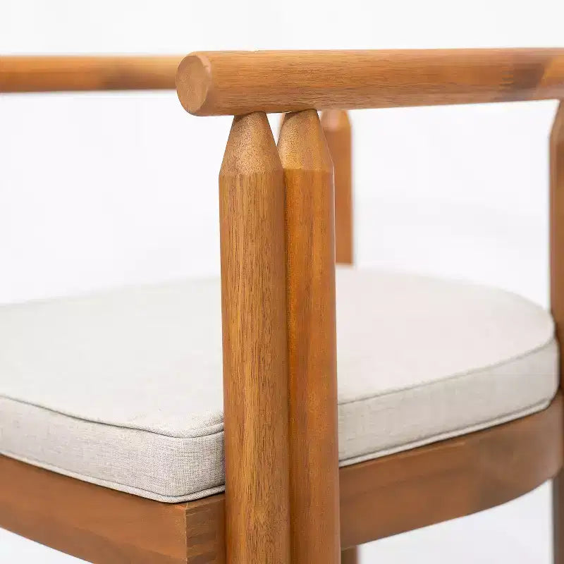 Christopher Knight Home Chaises de salle à manger rustiques Dravik en bois d'acacia avec accoudoirs, dossier incurvé et coussins (lot de 2)