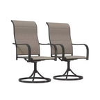 Mondawe 2-Piece Outdoor Patio Swivel Rocking Dining Chairs,High Back Support 360Rotating Iron Textilene Dining Swivel Chairs (Set of 2)