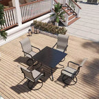 Chaises de salle à manger pivotantes et à bascule Mondawe 2 pièces pour patio extérieur, chaises de salle à manger pivotantes en fer et textilène à dossier haut et rotation à 360° (ensemble de 2)
